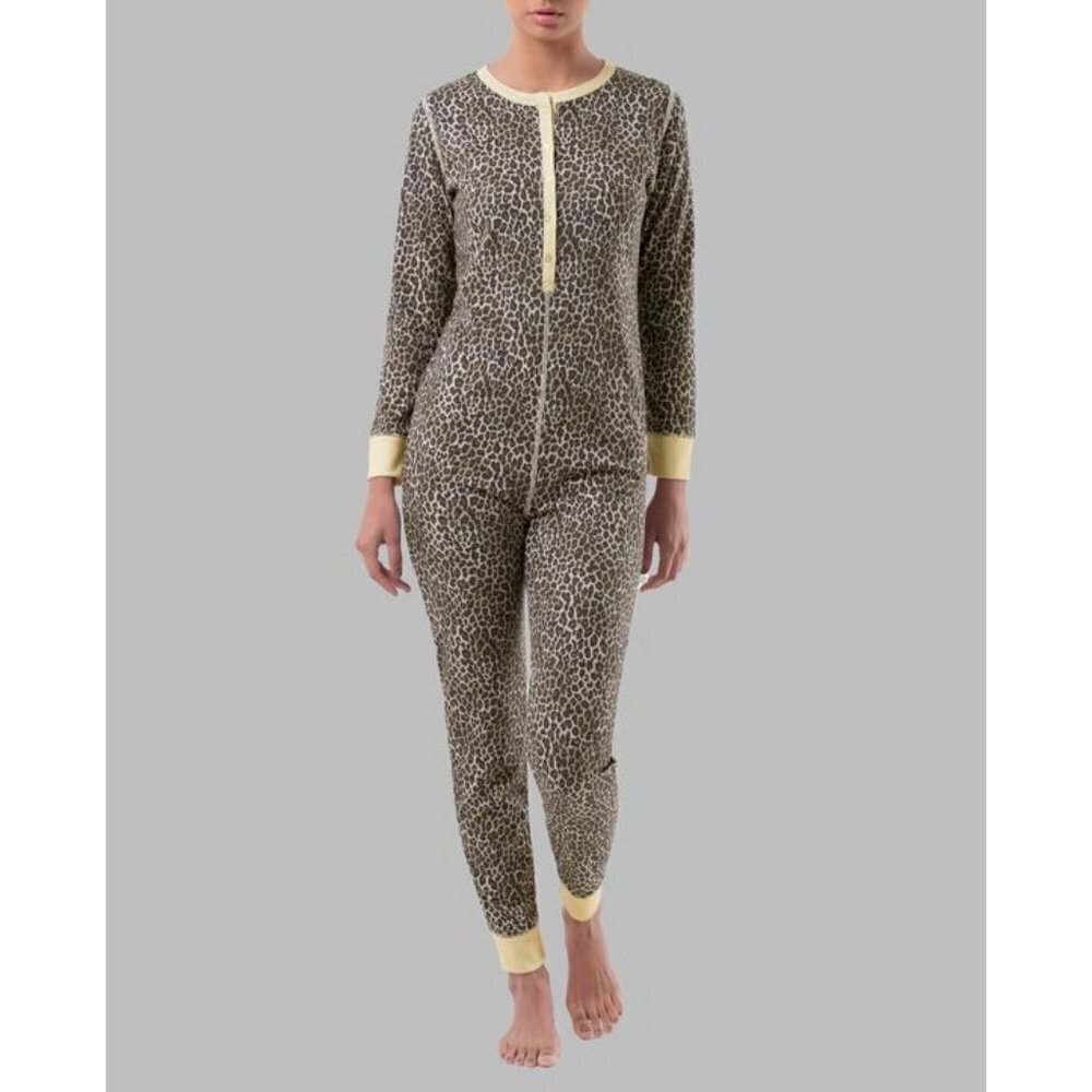 Fruit  of the Loom Women's Waffle Unionsuit Animal Print‎ Size M/L